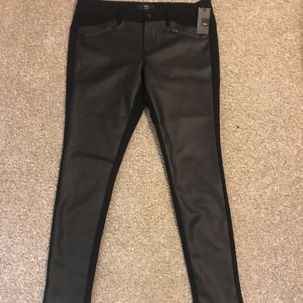 NWT black faux leather pants